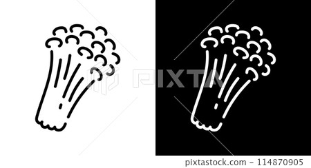 Simple enoki mushroom line drawing icon 114870905