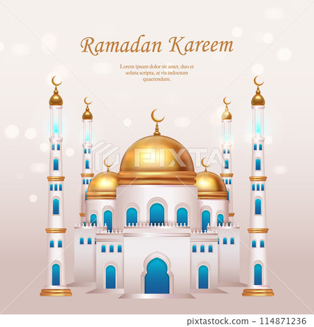 3D Islamic traditional architecture building with elegant shimmering bokeh background. suitable for Ramadan, Raya Hari, Eid al Adha Islamic holiday 3D Islamic traditional architecture building with elegant shimmering bokeh background. suitable for Ramadan, Raya Hari, Eid al Adha Islamic holiday 114871236