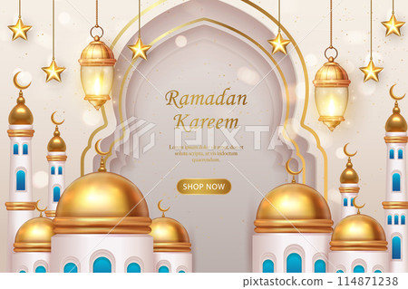 3D Islamic traditional architecture building lantern and star with curve arch background. suitable for Ramadan, Raya Hari, Eid al Adha Islamic holiday 3D Islamic traditional architecture building lantern and star with curve arch background. suitable for Ramadan, Raya Hari, Eid al Adha Islamic holiday 114871238