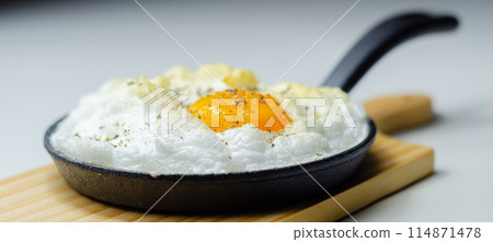 A cloud egg with a sprinkle of pepper on top A cloud egg with a sprinkle of pepper on top 114871478