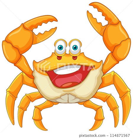 Happy Cartoon Crab Illustration 114871567
