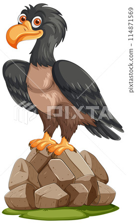 Cartoon Vulture on Rocks Cartoon Vulture on Rocks 114871569