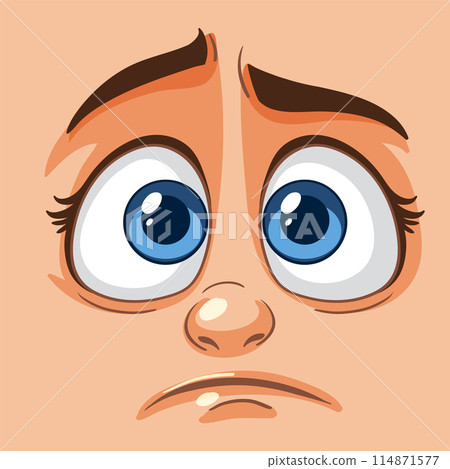 Worried Cartoon Face Expression 114871577