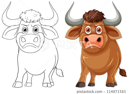 Cartoon Bull Illustration 114871581