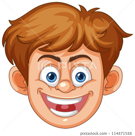 Happy Cartoon Boy Face Happy Cartoon Boy Face 114871588