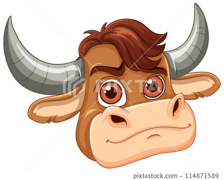 Cartoon Bull with Big Eyes Cartoon Bull with Big Eyes 114871589