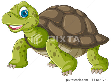 Happy Cartoon Turtle Illustration Happy Cartoon Turtle Illustration 114871769