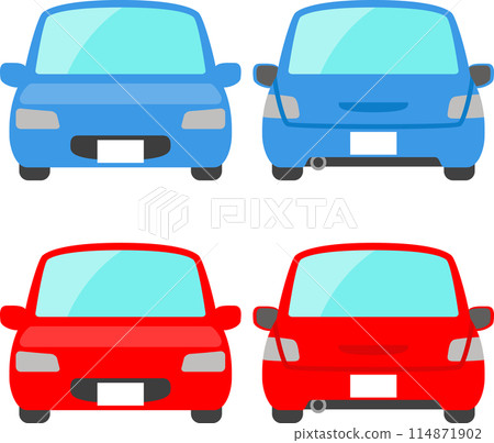 Deformed illustration of the front and back of a private car 114871902