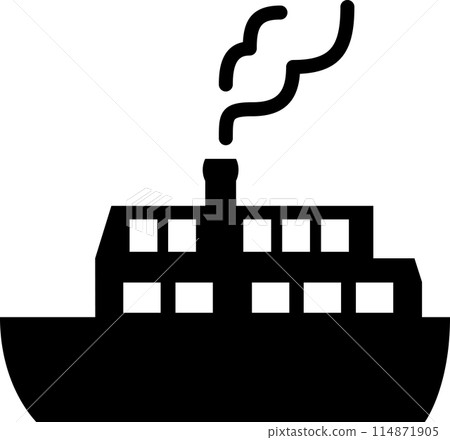 一艘從煙囪冒煙的船的變形插圖 114871905