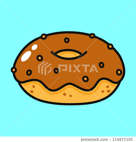 Chocolate Donut character. Vector hand drawn cartoon kawaii character illustration icon. Isolated on blue background. Chocolate Donut character concept Chocolate Donut character. Vector hand drawn cartoon kawaii character illustration icon. Isolated on blue background. Chocolate Donut character concept 114872105