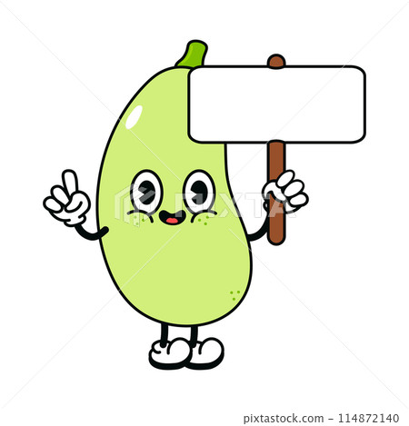 Cute funny vegetable marrow with an inscription character. Vector hand drawn traditional cartoon vintage, retro, kawaii character illustration icon. Isolated background. Vegetable marrow 114872140