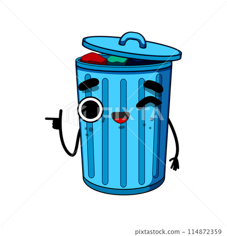 logo trash bin character cartoon vector illustration 114872359