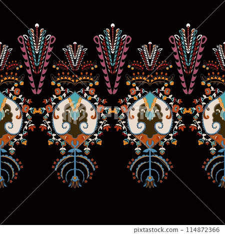 Morocco ethnic pattern features a harmonious blend of blue and white tones, infused mixed ethnic spirit. The design captures the essence of traditional Moroccan aesthetics while incorporating ethnic  114872366