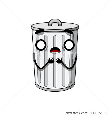 can trash bin character cartoon vector illustration 114872385