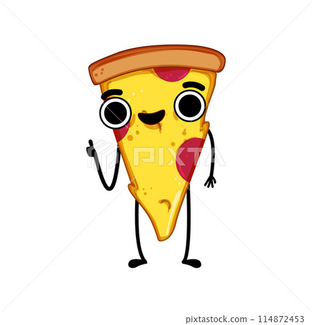 adorable pizza slice character cartoon vector illustration 114872453