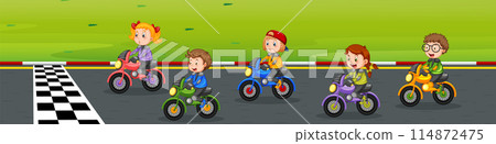 Children's Bicycle Race at Finish Line 114872475