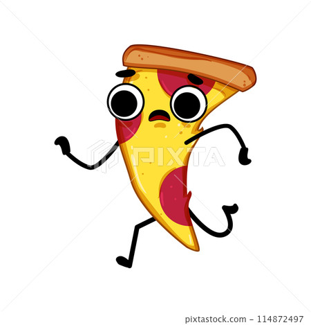 food pizza slice character cartoon vector illustration 114872497