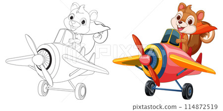 Squirrel Pilots in Colorful Airplanes Squirrel Pilots in Colorful Airplanes 114872519