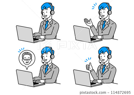 一組在筆記型電腦上工作的女性操作員 一組在筆記型電腦上工作的女性操作員 114872695