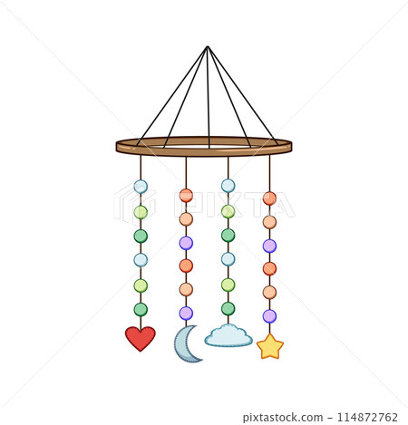 newborn crib mobile cartoon vector illustration 114872762