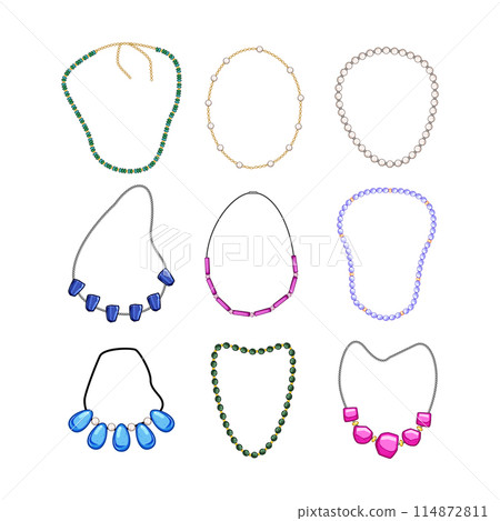 beads necklace set cartoon vector illustration beads necklace set cartoon vector illustration 114872811