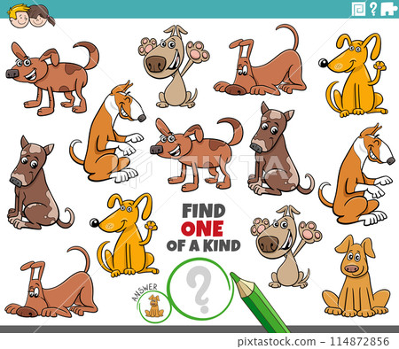 one of a kind activity with cartoon dog characters 114872856