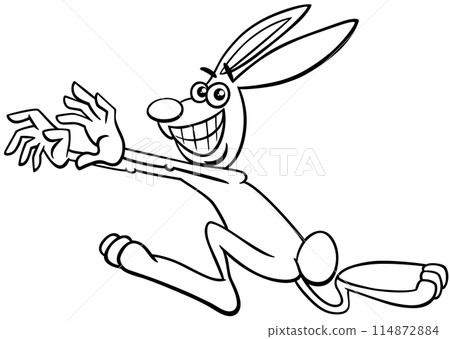 cartoon running rabbit animal character coloring page 114872884