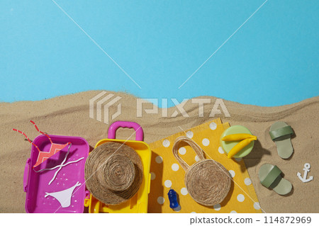 The concept of summer holidays, a place to rest on the beach. The concept of summer holidays, a place to rest on the beach. 114872969