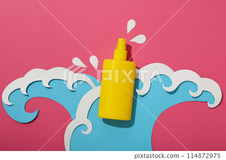 Sunscreen on the waves, summer vacation concept. 114872975