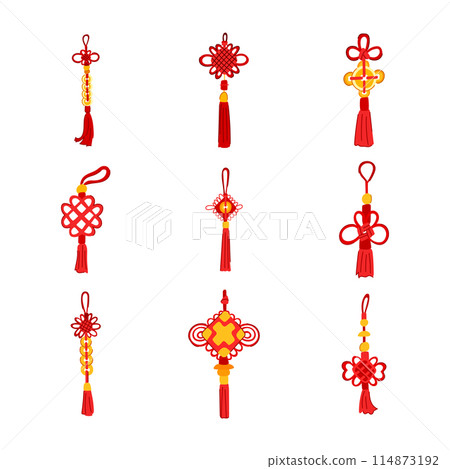 chinese lucky knot set cartoon vector illustration 114873192