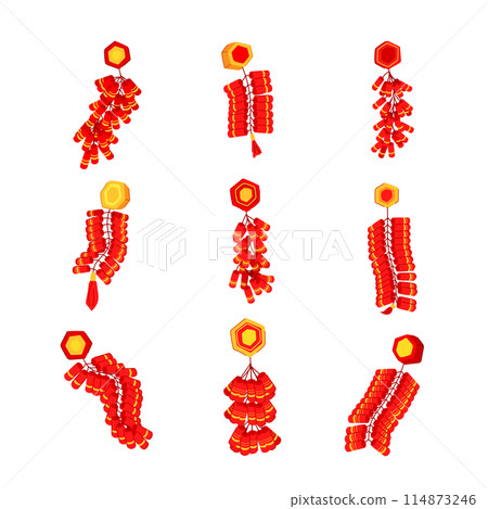 chinese firecracker set cartoon vector illustration 114873246