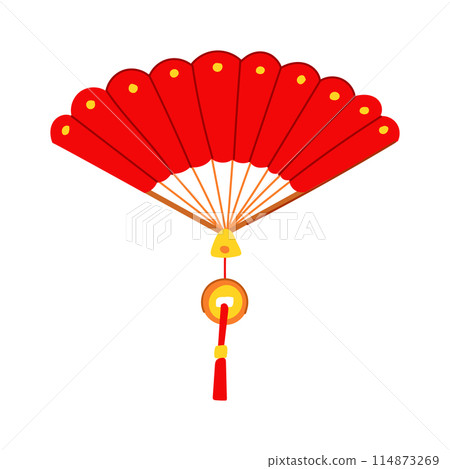 new chinese fan cartoon vector illustration 114873269