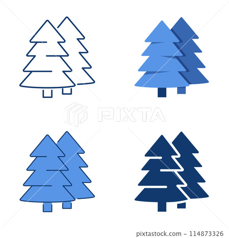 Fir tree icon set in flat and line style Fir tree icon set in flat and line style 114873326