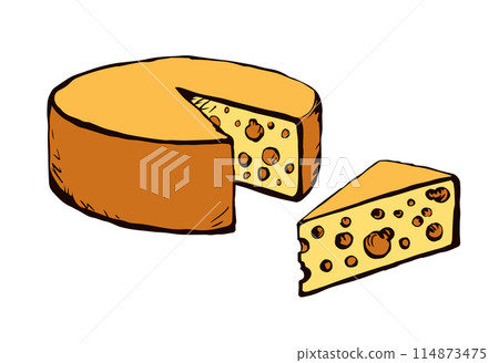 A slice of Dutch cheese. Vector drawing 114873475