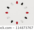 Chairs arranged in a circle seen from above 114873767