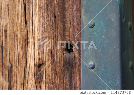 Bullet holes from the Saga Rebellion remain at the gate of Saga Castle 114873798