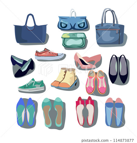 Set of bags and shoes stylish accessories 114873877