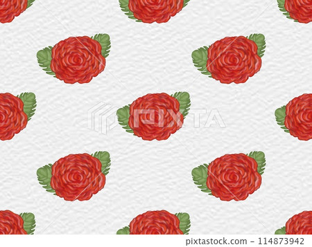 Rose flower and leaves seamless pattern,Hand drawn white background. 114873942