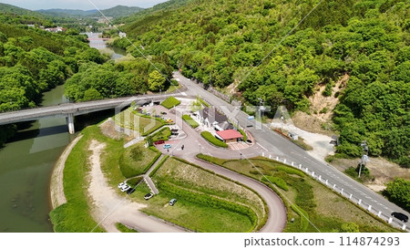 Hiroshima Prefecture Mihara City Yamatocho_Roadside Station [Yogansu Hakuryu] Drone aerial photography_YOG_No09 114874293