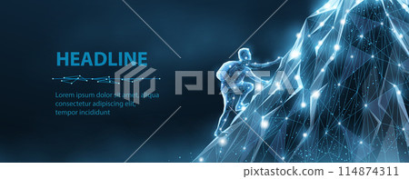 Climbing man. Goal achievement,Climb to success, Leadership motivation 114874311