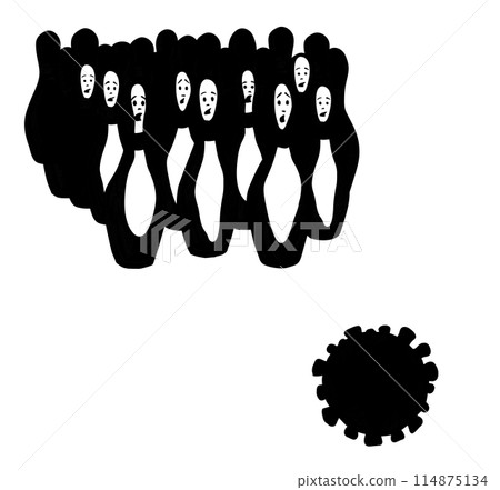 Human pins and virus ball. Vector drawing Human pins and virus ball. Vector drawing 114875134