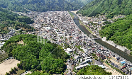Takahashi City, Okayama Prefecture_From the top of Mt. Gagyu [City] Drone aerial photography_OTC_No02 114875351