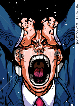一個商人抱著頭尖叫的插圖 114875362