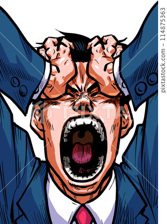 一個商人抱著頭尖叫的插圖 114875363