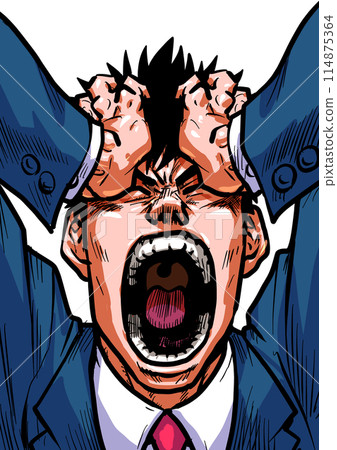 一個商人抱著頭尖叫的插圖 114875364