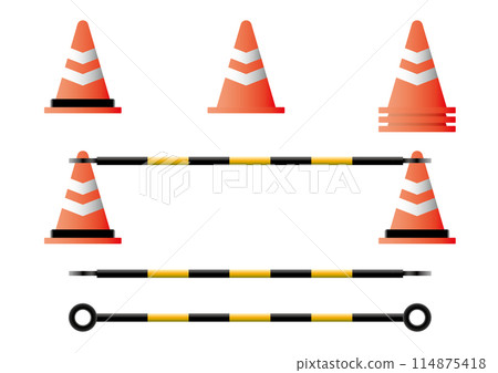 Illustration of a traffic cone warning of danger during construction 114875418