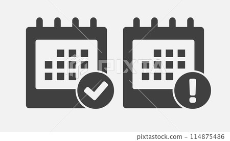 Icon calendar - popup message check and error Icon calendar - popup message check and error 114875486