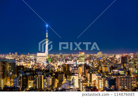 [Tokyo] Tokyo Skytree and the surrounding cityscape at night 114876085
