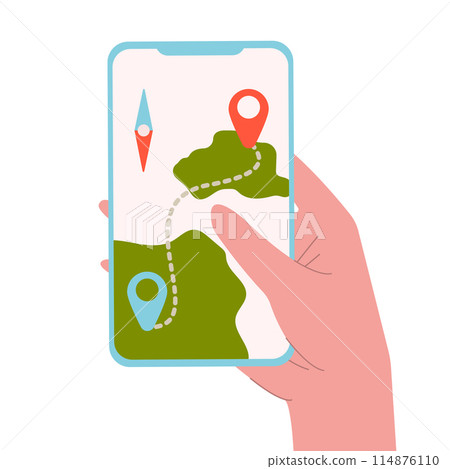 Map GPS navigation app, Mobile map application, Smartphone App search map navigation, Technology map, Navigation maps, gps tracking, Location tracker, Vector illustration. Map GPS navigation app, Mobile map application, Smartphone App search map navigation, Technology map, Navigation maps, gps tracking, Location tracker, Vector illustration. 114876110