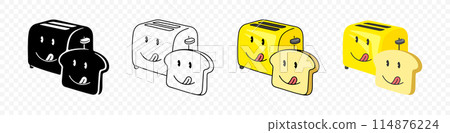 Toaster and toast cartoon character, graphic design. Food, meal, appliance and kitchen utensile, vector design and illustration 114876224